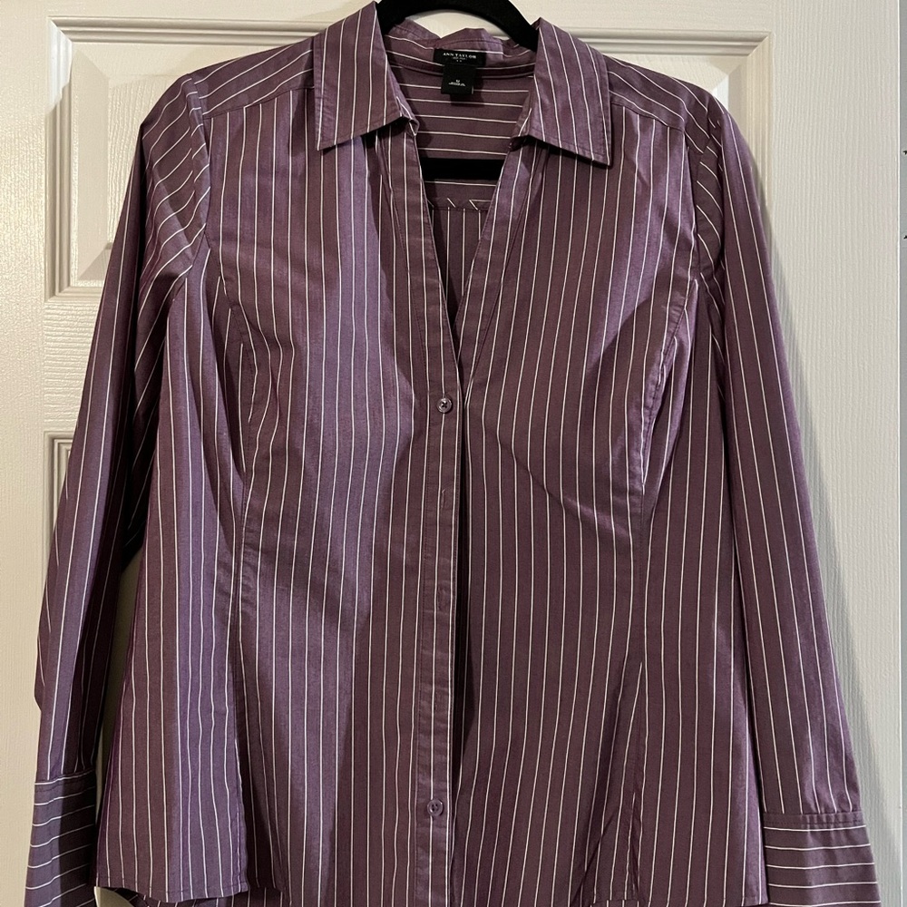 Ann Taylor Women’s Plum Pinstripe Shirt